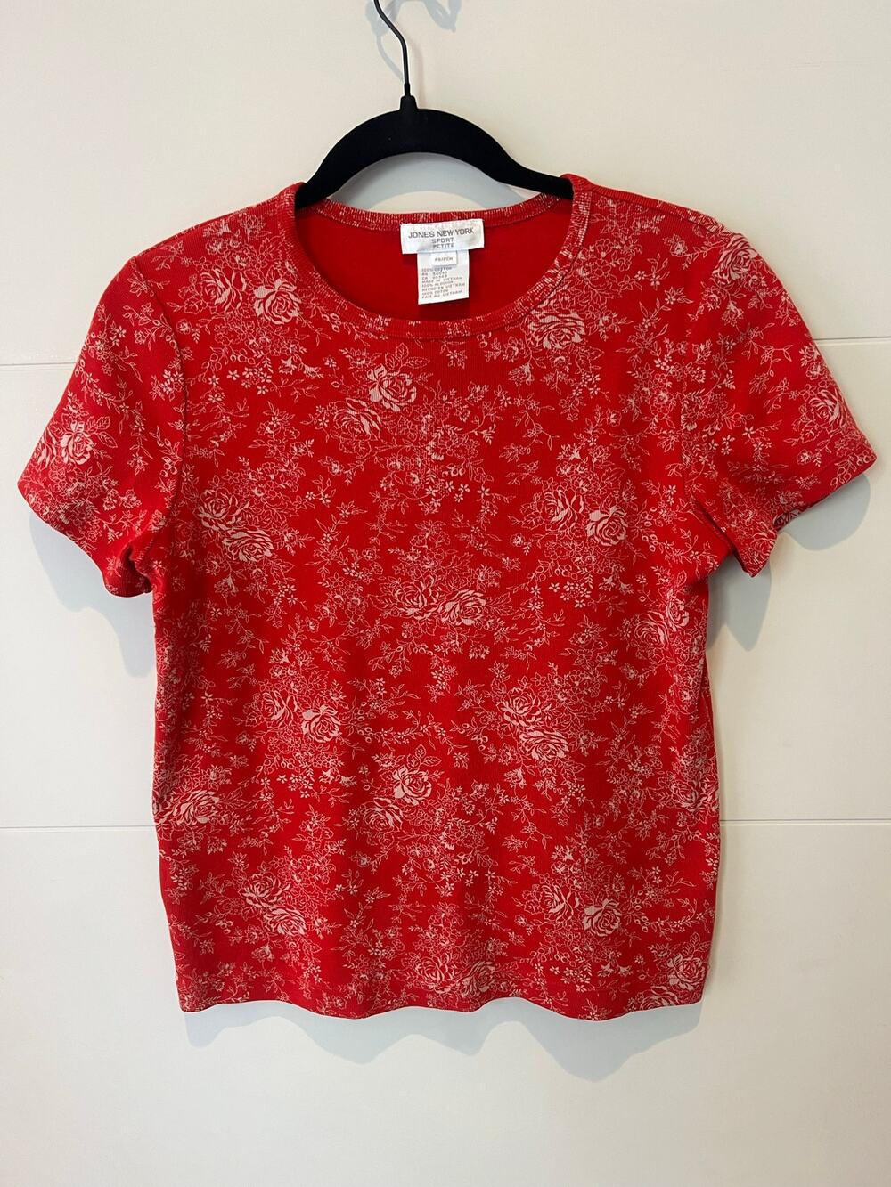 Vintage Jones New York Sport Cottagecore Romantic Rose Print Shirt Womans Small